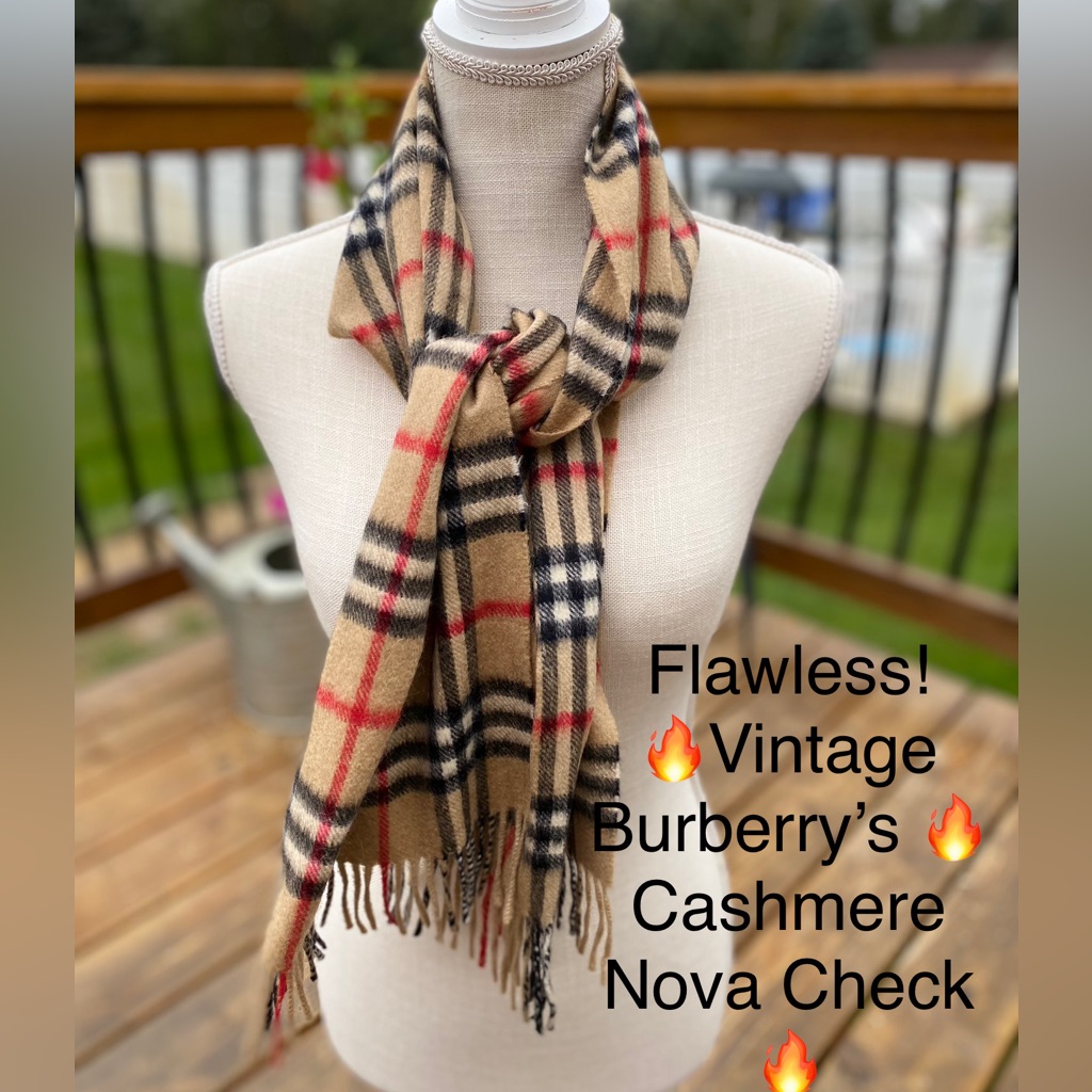 Burberry’s % Cashmere Nova Check Scarf12”X57”Euc/Flawlessunisex